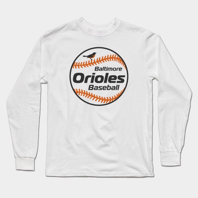 Orioles 80s Retro Ball Long Sleeve T-Shirt by Throwzack